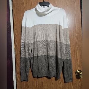 Calvin Klein Striped Ombre Turtleneck Sweater Classy Chic Size XL!